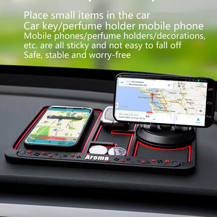 4 in 1 Car Anti-Slip Mat Panel Silicone Phone Holder Dashboard Mount Stand